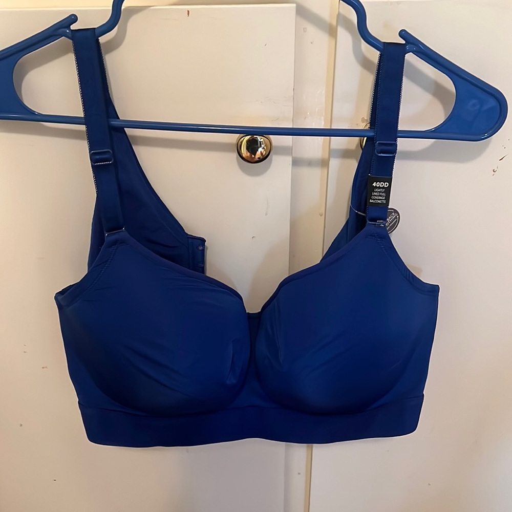Torrid brand 360 back smoothing bra. Never worn. Beautiful blue color.